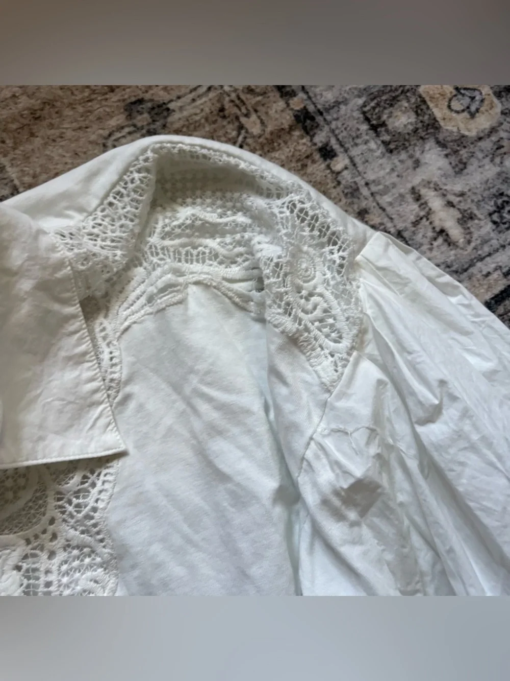 Maeve Anthropologie Balloon-Sleeve Collared Yoke Top white size L